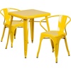image:imageFlash Furniture Commercial Grade 2375 Square Yellow Metal IndoorOutdoor Table Set with 2 Arm ChairsYellow