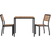 image:imageFlash Furniture Lark 3 Piece Patio Table Set  Synthetic Teak Poly Slats  35 Square Steel Framed Table with 2 Faux Teak Chairs  IndoorOutdoor Synthetic Teak Poly Slats Steel Framed Table Umbrella HoleTeak