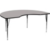 image:imageFlash Furniture Wren 48W x 72L Kidney Grey HP Laminate Activity Table  Standard Height Adjustable Legs  Height Adjustable Standard Legs HP Laminate 48x72 in FootprintGrey
