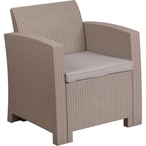 image:imageFlash Furniture Seneca Light Gray Faux Rattan Chair with AllWeather Light Grey CushionLight Gray
