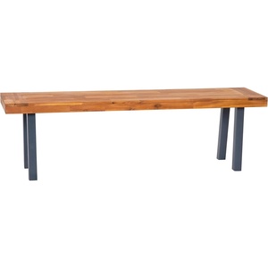 image:imageFlash Furniture Solid Acacia Solid Acacia Wood Patio Bench Natural  Slatted Top Gray Flared Legs 500 LB Capacity Seats 2