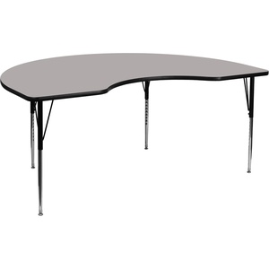 image:imageFlash Furniture Wren 48W x 72L Kidney Grey HP Laminate Activity Table  Standard Height Adjustable Legs  Height Adjustable Standard Legs HP Laminate 48x72 in FootprintGrey