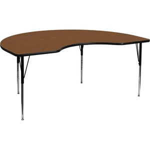 image:imageFlash Furniture Wren 48W x 72L Kidney Grey HP Laminate Activity Table  Standard Height Adjustable Legs  Height Adjustable Standard Legs HP Laminate 48x72 in FootprintOak