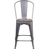 image:imageFlash Furniture 30 High Crystal TealBlue Metal Barstool with Back and Wood Seat  Wood Seat Commercial Use Indoor Use1