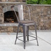 image:imageFlash Furniture 30 High Crystal TealBlue Metal Barstool with Back and Wood Seat  Wood Seat Commercial Use Indoor Use1