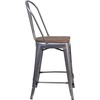 image:imageFlash Furniture 30 High Crystal TealBlue Metal Barstool with Back and Wood Seat  Wood Seat Commercial Use Indoor Use1