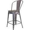 image:imageFlash Furniture 30 High Crystal TealBlue Metal Barstool with Back and Wood Seat  Wood Seat Commercial Use Indoor Use1