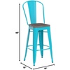 image:imageFlash Furniture 30 High Crystal TealBlue Metal Barstool with Back and Wood Seat  Wood Seat Commercial Use Indoor Use4