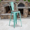 image:imageFlash Furniture 30 High Mint Green Metal Barstool with Back and Wood Seat  Wood Seat Commercial Use Indoor Use1
