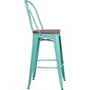 image:imageFlash Furniture 30 High Mint Green Metal Barstool with Back and Wood Seat  Wood Seat Commercial Use Indoor Use1