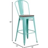 image:imageFlash Furniture 30 High Mint Green Metal Barstool with Back and Wood Seat  Wood Seat Commercial Use Indoor Use1
