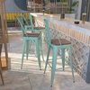 image:imageFlash Furniture 30 High Mint Green Metal Barstool with Back and Wood Seat  Wood Seat Commercial Use Indoor Use4