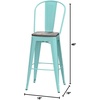 image:imageFlash Furniture 30 High Mint Green Metal Barstool with Back and Wood Seat  Wood Seat Commercial Use Indoor Use4
