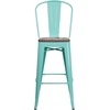 image:imageFlash Furniture 30 High Mint Green Metal Barstool with Back and Wood Seat  Wood Seat Commercial Use Indoor Use4