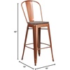 image:imageFlash Furniture 30 in Metal Barstool with Back Copper  Wood Seat Commercial Use Indoor Use1