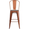 image:imageFlash Furniture 30 in Metal Barstool with Back Copper  Wood Seat Commercial Use Indoor Use1