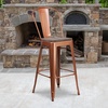 image:imageFlash Furniture 30 in Metal Barstool with Back Copper  Wood Seat Commercial Use Indoor Use1