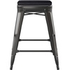 image:imageFlash Furniture Cierra 4 Pack Commercial Indoor Counter Height Stools  Black Galvanized Steel Frame  Black AllWeather Poly Resin Seat  24 High  Backless