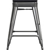 image:imageFlash Furniture Cierra 4 Pack Commercial Indoor Counter Height Stools  Black Galvanized Steel Frame  Black AllWeather Poly Resin Seat  24 High  Backless