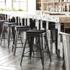 image:imageFlash Furniture Cierra 4 Pack Commercial Indoor Counter Height Stools  Black Galvanized Steel Frame  Black AllWeather Poly Resin Seat  24 High  Backless