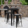 image:imageFlash Furniture Commercial Grade 30 Round Black Metal IndoorOutdoor Bar Table Set with 2 Square Seat Backless Stools  Commercial Grade IndoorOutdoor Use BacklessBlack
