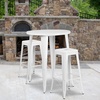 image:imageFlash Furniture Commercial Grade 30 Round Black Metal IndoorOutdoor Bar Table Set with 2 Square Seat Backless Stools  Commercial Grade IndoorOutdoor Use BacklessWhite