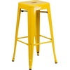 image:imageFlash Furniture Commercial Grade 30 Round Black Metal IndoorOutdoor Bar Table Set with 2 Square Seat Backless Stools  Commercial Grade IndoorOutdoor Use BacklessYellow