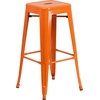 image:imageFlash Furniture Commercial Grade 30 Round Black Metal IndoorOutdoor Bar Table Set with 2 Square Seat Backless Stools  Commercial Grade IndoorOutdoor Use BacklessOrange