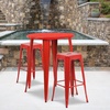 image:imageFlash Furniture Commercial Grade 30 Round Black Metal IndoorOutdoor Bar Table Set with 2 Square Seat Backless Stools  Commercial Grade IndoorOutdoor Use BacklessRed