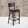 image:imageFlash Furniture Hercules Metal Restaurant Barstool Burgundy  Vinyl Upholstery Durable Construction Commercial Use