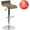 image:imageFlash Furniture Heyward Contemporary Wicker Adjustable Height Barstool with Waterfall Seat and Chrome BaseSet of 2