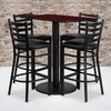 image:imageFlash Furniture Jamie 24 x 42 Rectangular Black Laminate Table Set with 4 Ladder Back Metal Barstools  Black Vinyl Seat  Ladder Back Metal Barstools Black Vinyl Seat 24x42 Rectangular Black Laminate TabletopMahogany TopBlack Vinyl Seat
