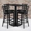 image:imageFlash Furniture Jamie 24 x 42 Rectangular Black Laminate Table Set with 4 Ladder Back Metal Barstools  Black Vinyl Seat  Ladder Back Metal Barstools Black Vinyl Seat 24x42 Rectangular Black Laminate TabletopBlack TopBlack Vinyl Seat