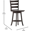 image:imageFlash Furniture Ladderback Counter Stool Antique White Wash  Commercial Use Solid Wood Frame 360 Swivel Seat Integrated FootrestGray Wash Walnut