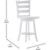 image:imageFlash Furniture Ladderback Counter Stool Antique White Wash  Commercial Use Solid Wood Frame 360 Swivel Seat Integrated FootrestWhite Wash