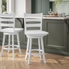 image:imageFlash Furniture Ladderback Counter Stool Antique White Wash  Commercial Use Solid Wood Frame 360 Swivel Seat Integrated FootrestWhite Wash