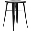 image:imageFlash Furniture Stone Commercial Grade 2375 Square Red Metal IndoorOutdoor Bar Table Set with 2 Square Seat Backless StoolsBlack