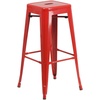 image:imageFlash Furniture Stone Commercial Grade 2375 Square Red Metal IndoorOutdoor Bar Table Set with 2 Square Seat Backless StoolsRed