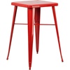 image:imageFlash Furniture Stone Commercial Grade 2375 Square Red Metal IndoorOutdoor Bar Table Set with 2 Square Seat Backless StoolsRed