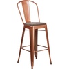 image:imageFlash Furniture 30 in Metal Barstool with Back Copper  Wood Seat Commercial Use Indoor Use1