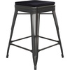image:imageFlash Furniture Cierra 4 Pack Commercial Indoor Counter Height Stools  Black Galvanized Steel Frame  Black AllWeather Poly Resin Seat  24 High  Backless