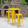 image:imageFlash Furniture Commercial Grade 30 Round Black Metal IndoorOutdoor Bar Table Set with 2 Square Seat Backless Stools  Commercial Grade IndoorOutdoor Use BacklessYellow