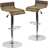 image:imageFlash Furniture Heyward Contemporary Wicker Adjustable Height Barstool with Waterfall Seat and Chrome BaseSet of 2