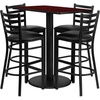 image:imageFlash Furniture Jamie 24 x 42 Rectangular Black Laminate Table Set with 4 Ladder Back Metal Barstools  Black Vinyl Seat  Ladder Back Metal Barstools Black Vinyl Seat 24x42 Rectangular Black Laminate TabletopMahogany TopBlack Vinyl Seat
