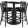 image:imageFlash Furniture Jamie 24 x 42 Rectangular Black Laminate Table Set with 4 Ladder Back Metal Barstools  Black Vinyl Seat  Ladder Back Metal Barstools Black Vinyl Seat 24x42 Rectangular Black Laminate TabletopBlack TopBlack Vinyl Seat