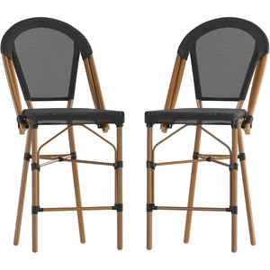 image:imageFlash Furniture 26 in IndoorOutdoor Counter Stool Black 2Pack  Commercial Grade Stackable IndoorOutdoor Use Counter HeightBlackNatural Frame