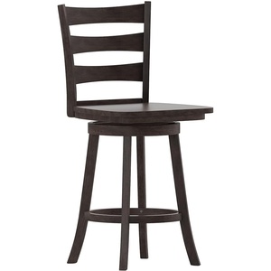 image:imageFlash Furniture Ladderback Counter Stool Antique White Wash  Commercial Use Solid Wood Frame 360 Swivel Seat Integrated FootrestGray Wash Walnut
