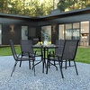 image:imageFlash Furniture 2375 in Glass Round Dining Table with 2 Chairs Black  Tempered Glass Flex Comfort MaterialBlack