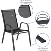 image:imageFlash Furniture 2375 in Glass Round Dining Table with 2 Chairs Black  Tempered Glass Flex Comfort MaterialBlack