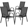 image:imageFlash Furniture 2375 in Glass Round Dining Table with 2 Chairs Black  Tempered Glass Flex Comfort MaterialBlack